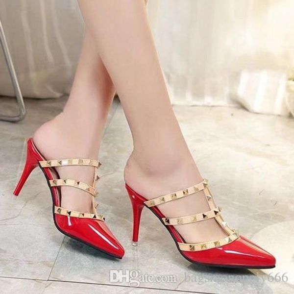 2019 slipper designer slides designer sandals red high heels party women slippers luxury fashion rivets wedding shoes, Black
2019 slipper designer slides designer sandals red high heels party women slippers luxury fashion rivets wedding shoes, Black