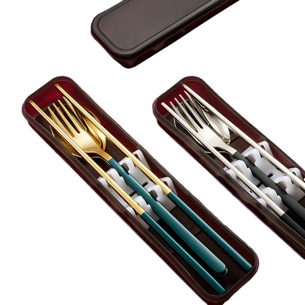 flatware sets portable stainless steel tableware set chopsticks spoon fork three-piece students office worker with storage box
flatware sets portable stainless steel tableware set chopsticks spoon fork three-piece students office worker with storage box