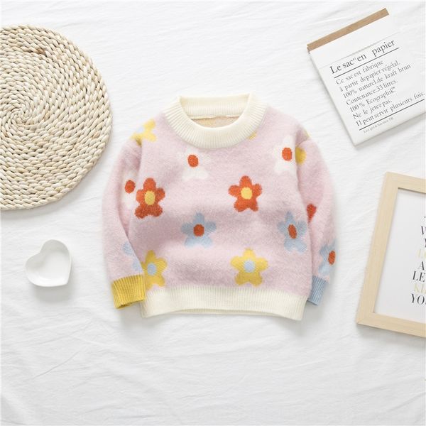 2020 new girl imitation mink sweater children's long sleeve flower pullover jacquard jacquard pullover top, Blue
2020 new girl imitation mink sweater children's long sleeve flower pullover jacquard jacquard pullover top, Blue