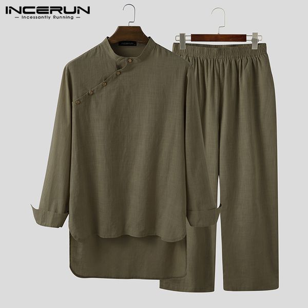 incerun solid color men sets long sleeve stand collar shirts vintage pants 2020 cotton streetwear autumn retro button men's sets, Gray
incerun solid color men sets long sleeve stand collar shirts vintage pants 2020 cotton streetwear autumn retro button men's sets, Gray