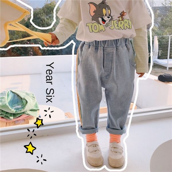 sakura for boys girls 2020 korean thin ribbon casual harlan and ribbon jeans jeans for boys and girls, Blue