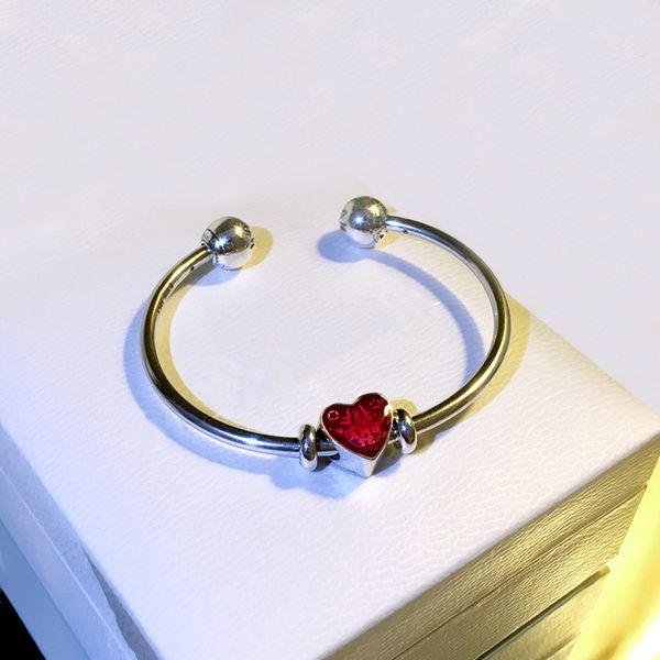 women wedding bangle bracelet red hearts charms diy bracelet for pandora real sterling silver open braceelts with original box set, Black
women wedding bangle bracelet red hearts charms diy bracelet for pandora real sterling silver open braceelts with original box set, Black