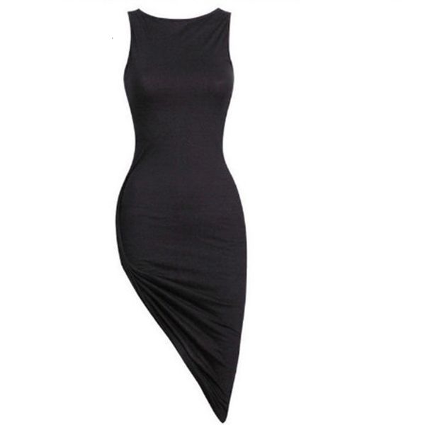 new oblique pendulum dresses summer women o neck solid sleeveless slim dress female irregular fashion party dress, Black;gray
new oblique pendulum dresses summer women o neck solid sleeveless slim dress female irregular fashion party dress, Black;gray