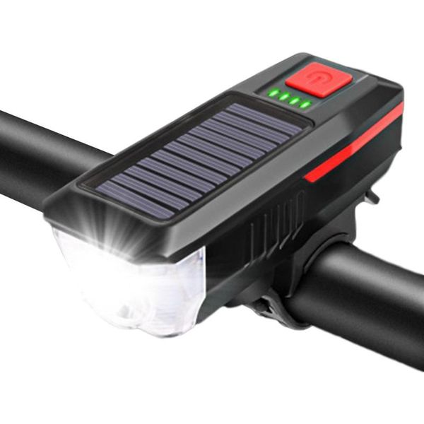Bicycle Bell With Light 2000mah Usb Rechargeable Solar Power 3 Modes Led Front Light Solar Energy Led Bike Lamp Cycle