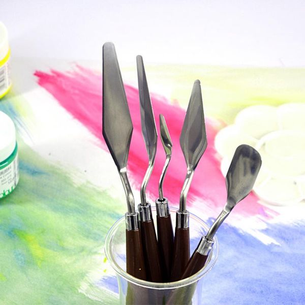 5pcs/set professional stainless steel spatula kit palette knife for oil painting fine arts painting tool set flexible blades
5pcs/set professional stainless steel spatula kit palette knife for oil painting fine arts painting tool set flexible blades