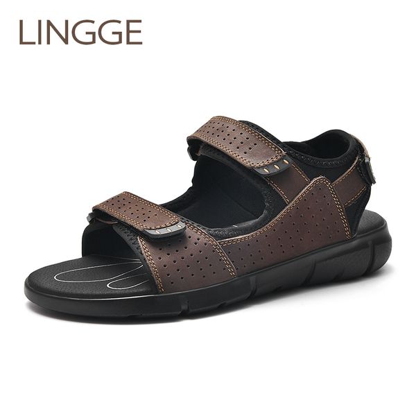 lingge new arrival men sandals summer breathable beach sandals for men genuine leather summer casual shoes big size 38-47, Black
lingge new arrival men sandals summer breathable beach sandals for men genuine leather summer casual shoes big size 38-47, Black
