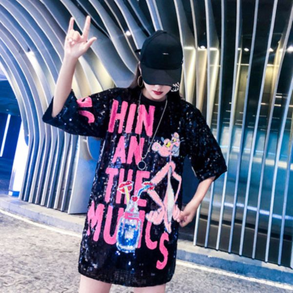 2020 fashion letter sequins t shirt women pink panther dress summer print t shirt women half sleeve mini dresses oversize, White
2020 fashion letter sequins t shirt women pink panther dress summer print t shirt women half sleeve mini dresses oversize, White