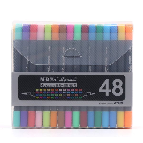 48 Color Marker Pens Fine And Brush Tips Water Based Drawing Pens Sketch Illustration Mango Animation