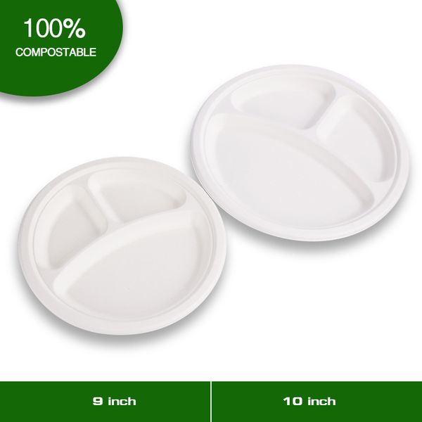 bagasse plate 9 inch 3 compartment from sugarcane plant firber 100% compostable ecofriendly natural white colors 125 pack
bagasse plate 9 inch 3 compartment from sugarcane plant firber 100% compostable ecofriendly natural white colors 125 pack