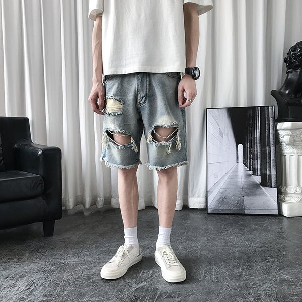 men's summer denim shorts men's fashion casual loose short jeans high street solid color hole denim shorts, Blue
men's summer denim shorts men's fashion casual loose short jeans high street solid color hole denim shorts, Blue