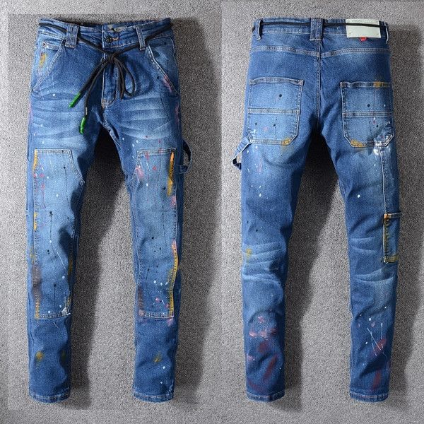 wholesale classic pants skinny designer pants european and american trend men's designer pants slim brand good quality, Blue
wholesale classic pants skinny designer pants european and american trend men's designer pants slim brand good quality, Blue