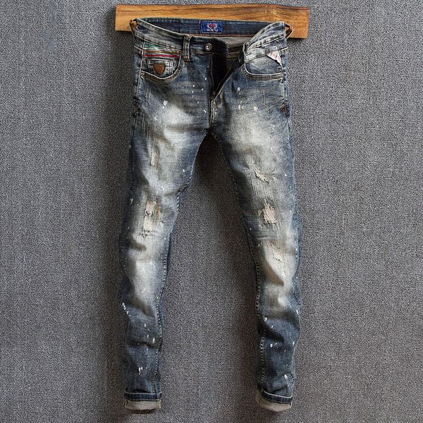 men's jeans ly fashion men retro wash paint designer patchwork slim fit ripped streetwear hip hop homme, Blue
men's jeans ly fashion men retro wash paint designer patchwork slim fit ripped streetwear hip hop homme, Blue