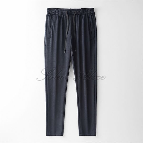 2020 men's summer thin ice silk casual pants thin breathable loose mesh straight pants youth slim quick dry, Black