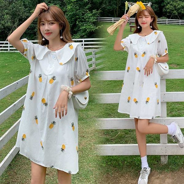 565# maternity dress summer short sleeve peter pan collar loose stylish dress for pregnant women mom, White
565# maternity dress summer short sleeve peter pan collar loose stylish dress for pregnant women mom, White