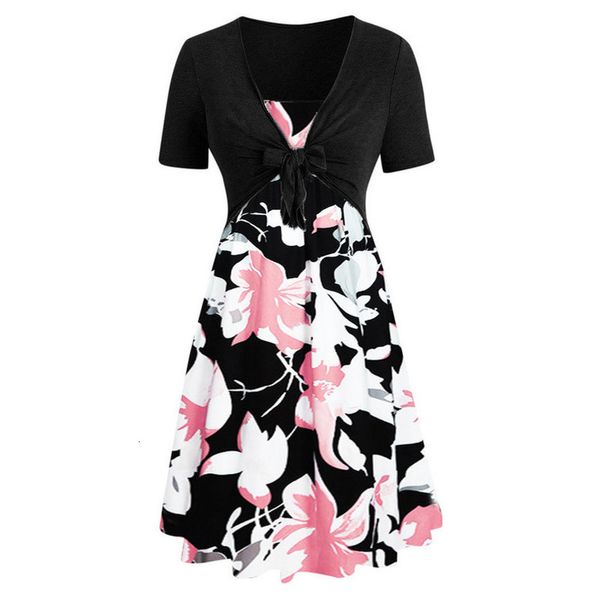 dress women summer short sleeve bow knot sunflower print mini dress suits party dresses plus size sundress vestidos, Black;gray
dress women summer short sleeve bow knot sunflower print mini dress suits party dresses plus size sundress vestidos, Black;gray