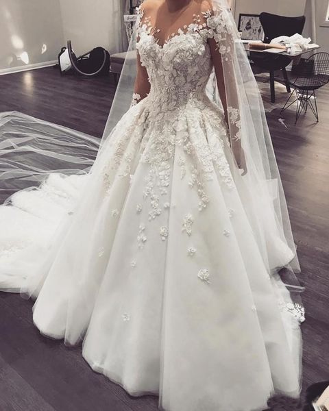 luxury arabic wedding dress princess robe de mariee 3d flowers beaded appliques long sleeve wedding gowns for bride, White
luxury arabic wedding dress princess robe de mariee 3d flowers beaded appliques long sleeve wedding gowns for bride, White