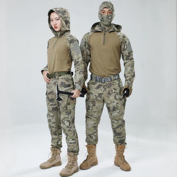 hooded tactical camouflage clothes suit army fans cs field combat training uniform outdoor shooting shirt pants, White;black
hooded tactical camouflage clothes suit army fans cs field combat training uniform outdoor shooting shirt pants, White;black