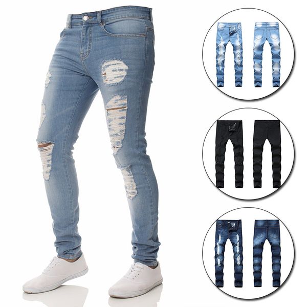 mens solid color jeans new fashion slim pencil pants casual hole ripped design streetwear, Black
mens solid color jeans new fashion slim pencil pants casual hole ripped design streetwear, Black