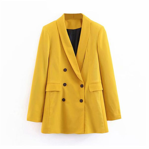 women's suits & blazers yellow autumn winter coat jacket womens blazer 2021 long sleeve women femme double breasted outerwear, White;black
women's suits & blazers yellow autumn winter coat jacket womens blazer 2021 long sleeve women femme double breasted outerwear, White;black