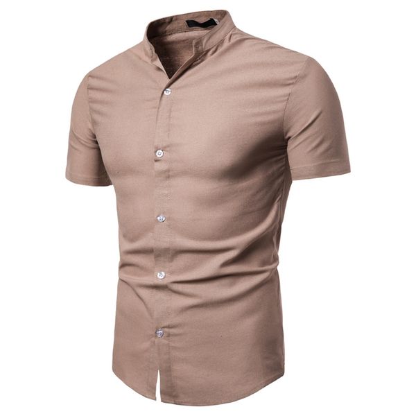 men's casual shirts negizber fashion short sleeve solid slim fit stand collar cotton linen shirt men business clothes, White;black
men's casual shirts negizber fashion short sleeve solid slim fit stand collar cotton linen shirt men business clothes, White;black