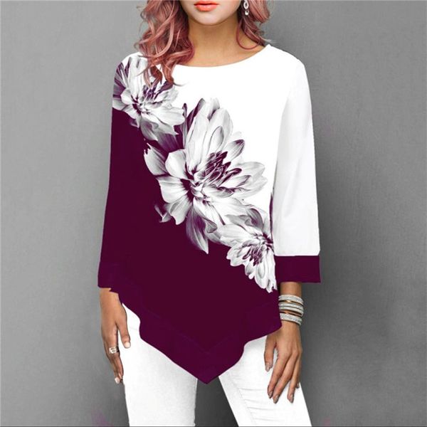 2020 new t shirt women designer clothes women's t-shirt floral print loose blouse irregular summer autumn clothes plus size women cloth, White
2020 new t shirt women designer clothes women's t-shirt floral print loose blouse irregular summer autumn clothes plus size women cloth, White