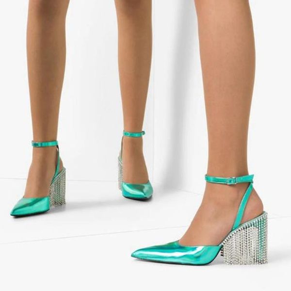 bling crystal fringe women pumps runway thin heel buckle strap female shoes string bead pointed toe women pumps tacones altos, Black
bling crystal fringe women pumps runway thin heel buckle strap female shoes string bead pointed toe women pumps tacones altos, Black