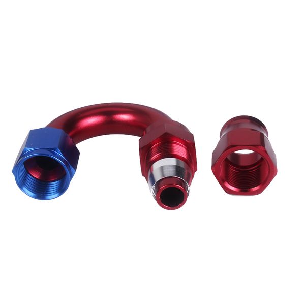 red/blue anodized aluminum -8an 180 degree hose end