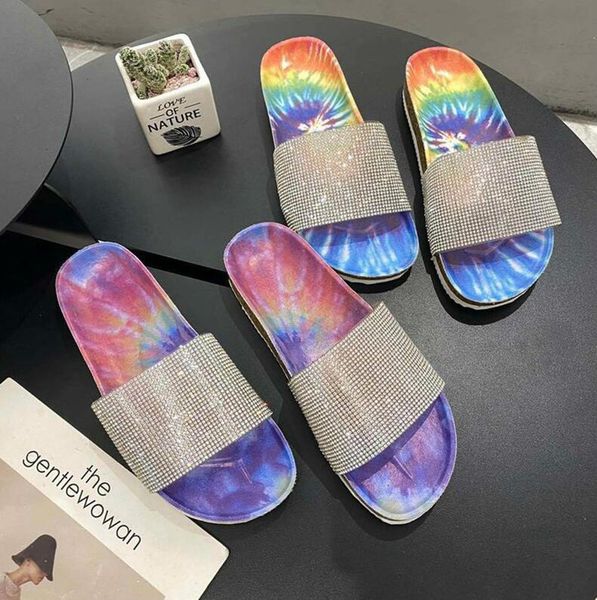 women color tie-dye slippers summer drill glitter bling slides anti-skid flat shoes low heel flip flops crystal bling sandals shoes d61008, Black;grey
women color tie-dye slippers summer drill glitter bling slides anti-skid flat shoes low heel flip flops crystal bling sandals shoes d61008, Black;grey