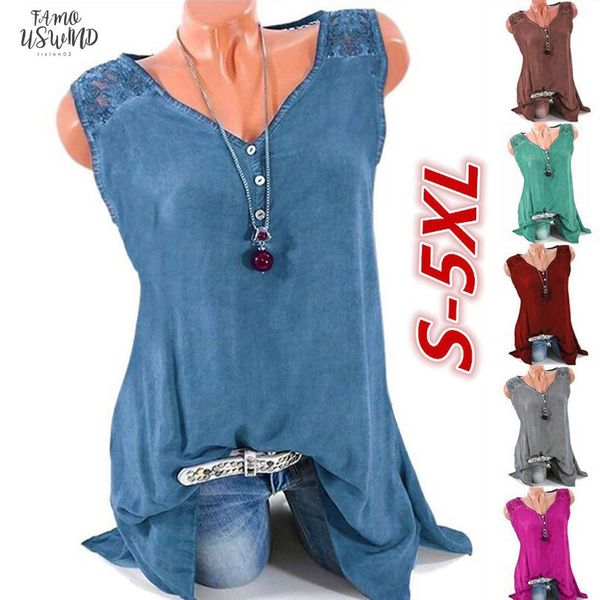 women t shirts big yard loose lace stitching sleeveless v neck trend elegant noble vogue summer t shirt for women, White
women t shirts big yard loose lace stitching sleeveless v neck trend elegant noble vogue summer t shirt for women, White