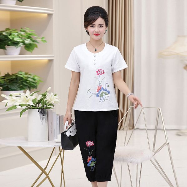 swjdg матери и двухсекционный костюм 50-летняя 60-летних женщины летней одежды бабка 70 весной одежды для хлопка белья хлопка льняного т, Gray 
swjdg матери и двухсекционный костюм 50-летняя 60-летних женщины летней одежды бабка 70 весной одежды для хлопка белья хлопка льняного т, Gray