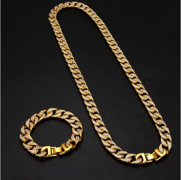 men hip hop iced out bling full rhinstones chains gold silver long miami cuban link necklaces bracelet jewelry
men hip hop iced out bling full rhinstones chains gold silver long miami cuban link necklaces bracelet jewelry