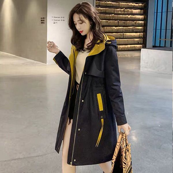 women's trench coats 2021 spring autumn women chic long sleeve hooded solid coat female korean elasted waist letter embroidery s192, Tan;black
women's trench coats 2021 spring autumn women chic long sleeve hooded solid coat female korean elasted waist letter embroidery s192, Tan;black