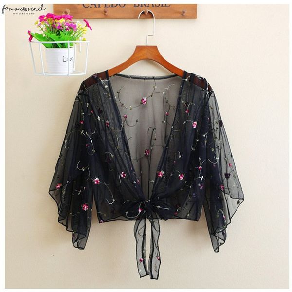 new fashion womens ladies casual full long sleeve blouses cover up floral beach style summer mesh short cardigan, White
new fashion womens ladies casual full long sleeve blouses cover up floral beach style summer mesh short cardigan, White