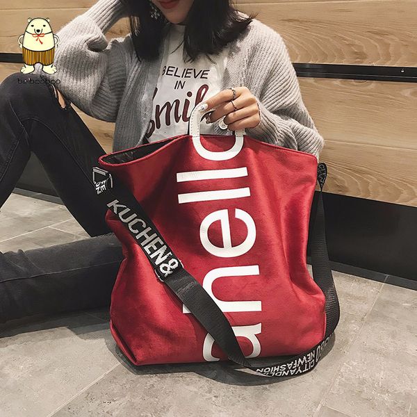 beibaobao women's shopping bag tote new large-capacity velvet handbag fashion lady letter shoulder crossbody bag