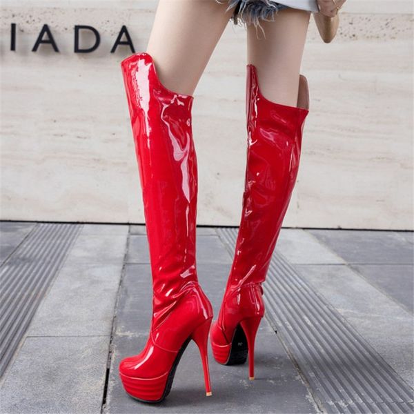 patent leather boots women winter shoes fashion platform shoes over the knee high boots women high heels, Black
patent leather boots women winter shoes fashion platform shoes over the knee high boots women high heels, Black