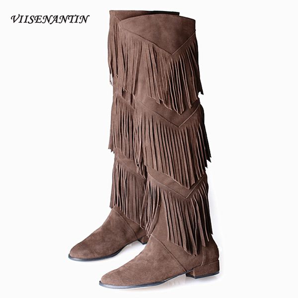 autumn winter women's boots frosted cowhide fringed boots high over the knee thick heel casual knight, Black
autumn winter women's boots frosted cowhide fringed boots high over the knee thick heel casual knight, Black