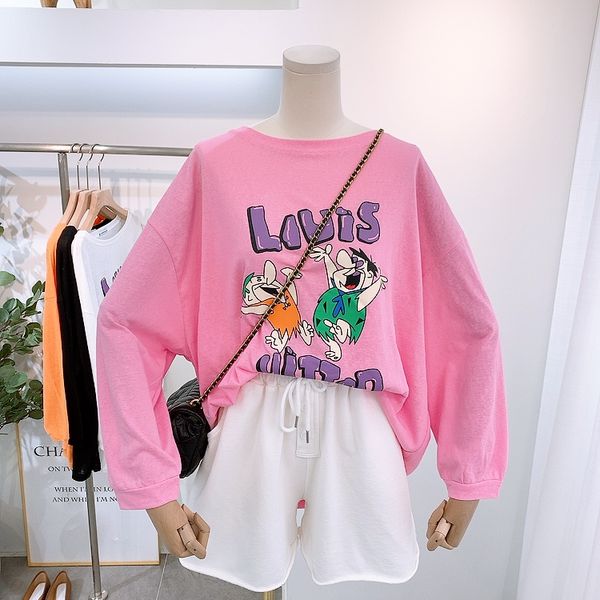 summer thin see through t shirt women long sleeve funny cartoon graphic tee female loose soft casual t-shirt pink, White 
summer thin see through t shirt women long sleeve funny cartoon graphic tee female loose soft casual t-shirt pink, White
