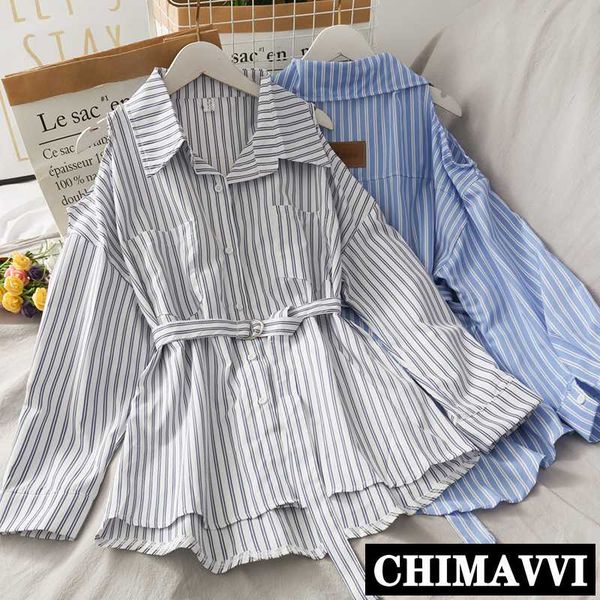 2020 new autumn striped mid-length bandage shirt women collar off-shoulder long sleeve loose blouse female casual top, White
2020 new autumn striped mid-length bandage shirt women collar off-shoulder long sleeve loose blouse female casual top, White
