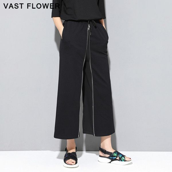 2020 spring summer wide leg pants women fashion zipper spliced black loose casual ladies trousers pantalon femme streetwear, Black;white
2020 spring summer wide leg pants women fashion zipper spliced black loose casual ladies trousers pantalon femme streetwear, Black;white