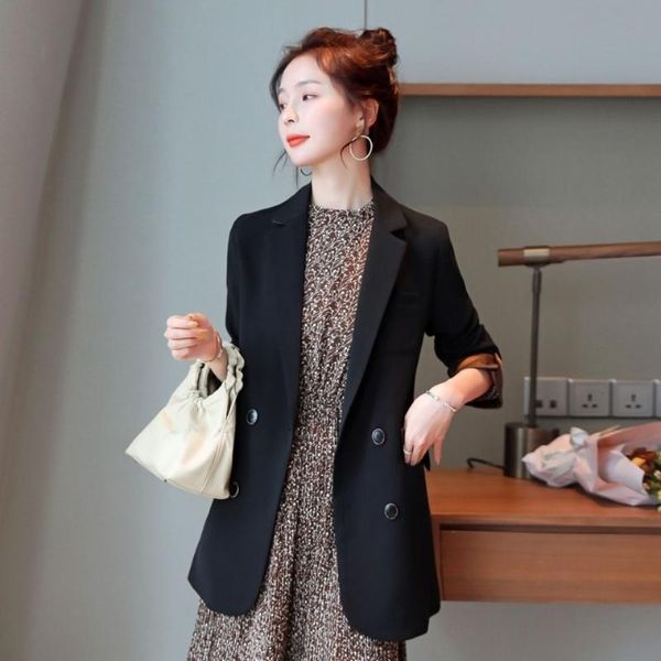 women 2020 spring autumn fashion black blazer female casual double breasted suit jackets ladies elegant office suit coat z33, White;black
women 2020 spring autumn fashion black blazer female casual double breasted suit jackets ladies elegant office suit coat z33, White;black