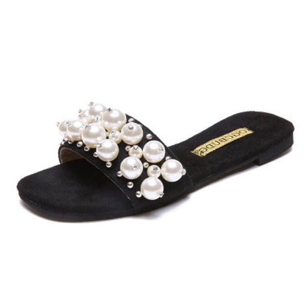 2020 summer new sandals women's fashion casual willow nail pearl word large size flat bottom female slippers, Black
2020 summer new sandals women's fashion casual willow nail pearl word large size flat bottom female slippers, Black
