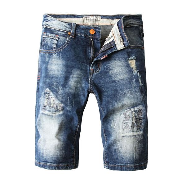 men's summer denim shorts men's fashion casual slim straight short jeans vintage hole knee length cotton solid denim shorts 40, Blue
men's summer denim shorts men's fashion casual slim straight short jeans vintage hole knee length cotton solid denim shorts 40, Blue