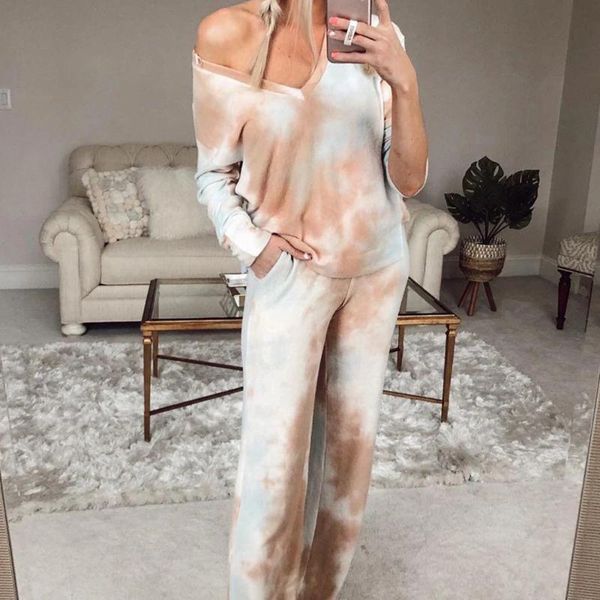 2020 женщины set tie dye с длинным рукавом рубашки v шеи и брюки спортивный костюм из двух частей установить повседневный lounge wear gym сп, White;red
2020 женщины set tie dye с длинным рукавом рубашки v шеи и брюки спортивный костюм из двух частей установить повседневный lounge wear gym сп, White;red