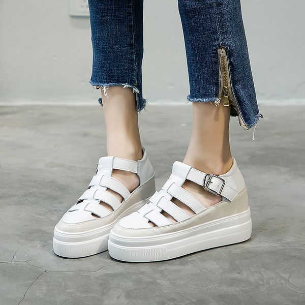 increased 7cm summer new hollowed out large size casual shoes roman baotou ladies leather sandals women's small size shoes woman, Black
increased 7cm summer new hollowed out large size casual shoes roman baotou ladies leather sandals women's small size shoes woman, Black