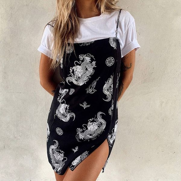 retro chinese-style dragon totem printed tight slit hip suspender skirt, White;black
retro chinese-style dragon totem printed tight slit hip suspender skirt, White;black