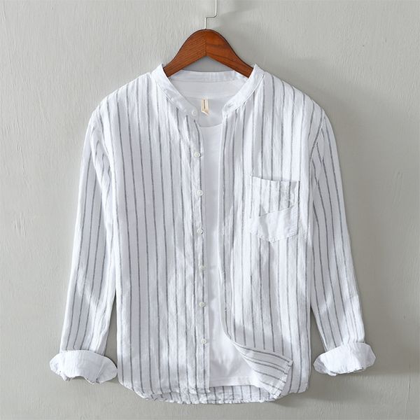 men's casual shirts suehaiwe's brand italy style long-sleeved stripe white shirt men stand collar for fashion comfortable me, White;black
men's casual shirts suehaiwe's brand italy style long-sleeved stripe white shirt men stand collar for fashion comfortable me, White;black