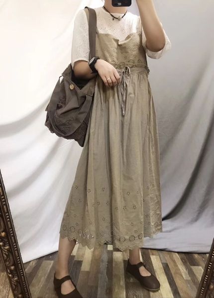 2020 new mori literary waist-covering lace-up hollow-out embroidery loose slimming suspender skirtsling sling skirt suspender skirt, Black;gray
2020 new mori literary waist-covering lace-up hollow-out embroidery loose slimming suspender skirtsling sling skirt suspender skirt, Black;gray