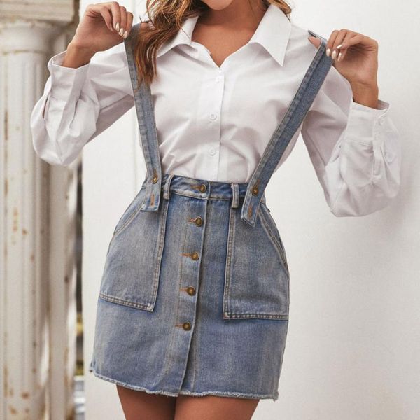 fashion women high waist buttons pockets cowboy casual suspender denim short skirt elegant female jeans overall bib skirts#g3, Black
fashion women high waist buttons pockets cowboy casual suspender denim short skirt elegant female jeans overall bib skirts#g3, Black
