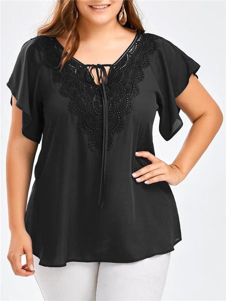 short sleeve loose tshirt famale summer women lace panelled t shirt plus size v neck, White
short sleeve loose tshirt famale summer women lace panelled t shirt plus size v neck, White