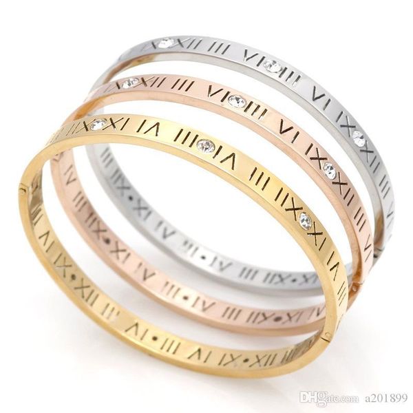 new titanium steel roman numerals diamond rose gold bracelet text zircon ladies bracelet jewelry, Black
new titanium steel roman numerals diamond rose gold bracelet text zircon ladies bracelet jewelry, Black